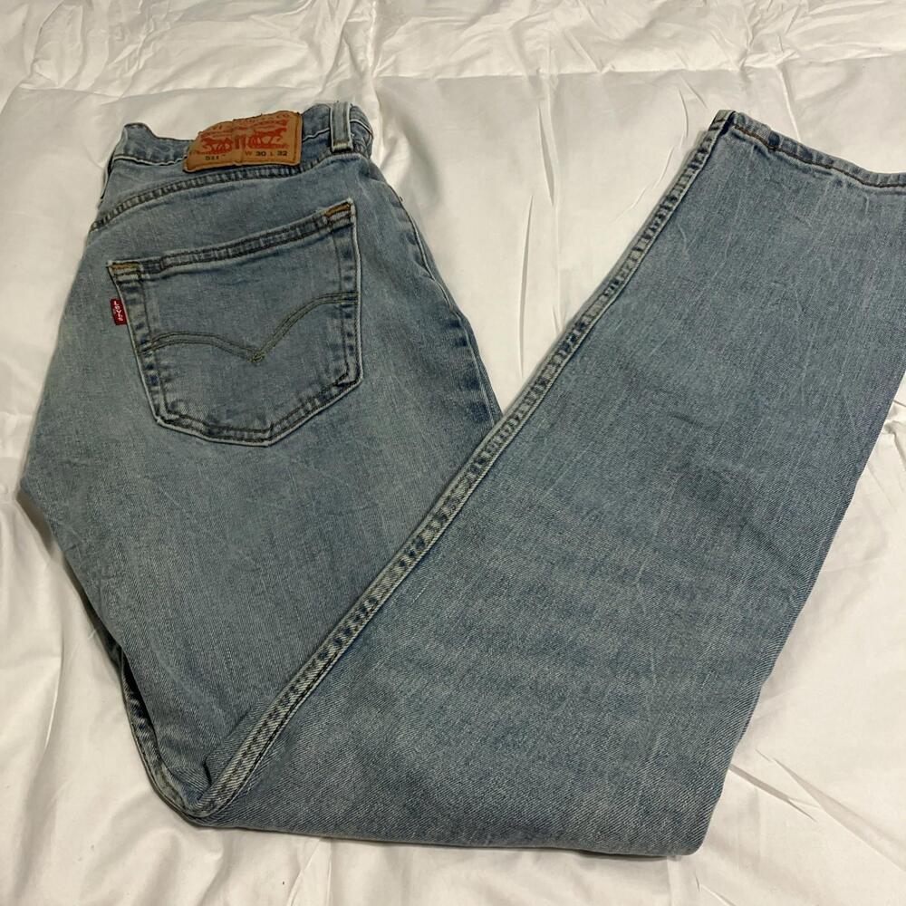 Levi's 511 Mens Jeans sz 30x32 Light Blue Denim Straight Leg Slim Fit